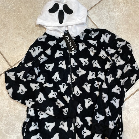 Nwt! Follow Me Halloween Ghost Fleece Onesie Costume Pajama S - Picture 5 of 7